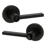 Kwikset 408CSLRDT Light Commercial Casey Lever Round Rose Privacy Door Lock in Matte Black