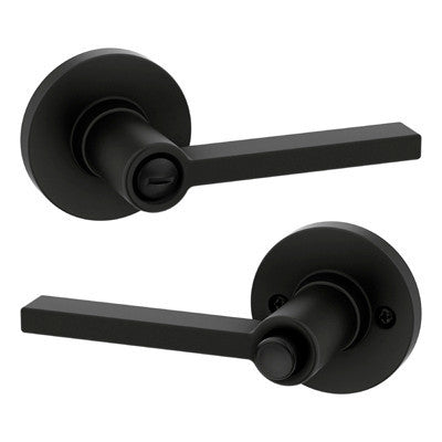 Kwikset 408CSLRDT Light Commercial Casey Lever Round Rose Privacy Door Lock in Matte Black