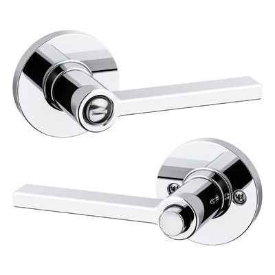 Kwikset 408CSLRDT Light Commercial Casey Lever Round Rose Privacy Door Lock in Bright Chrome