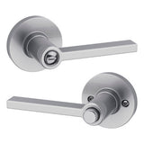 Kwikset 408CSLRDT Light Commercial Casey Lever Round Rose Privacy Door Lock in Satin Chrome