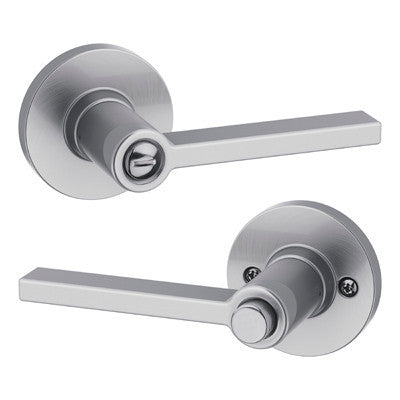 Kwikset 408CSLRDT Light Commercial Casey Lever Round Rose Privacy Door Lock in Satin Chrome