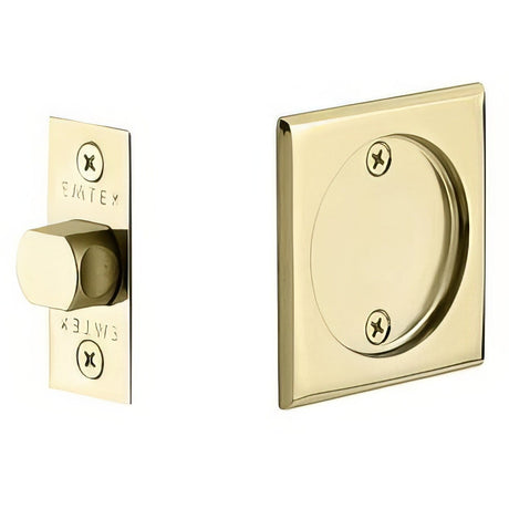 Emtek 2134US3 polished brass lifetime passage pocket door lock