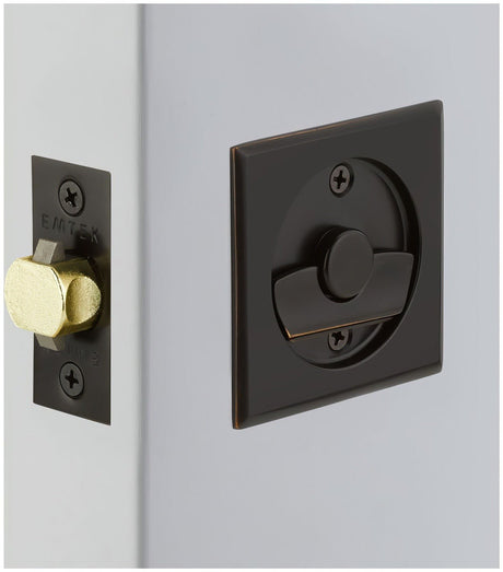 Emtek 2135US10B privacy pocket door lock, additional view