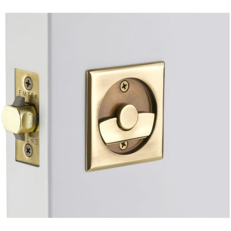 Emtek 2135US3NL unlacquered brass privacy pocket door lock