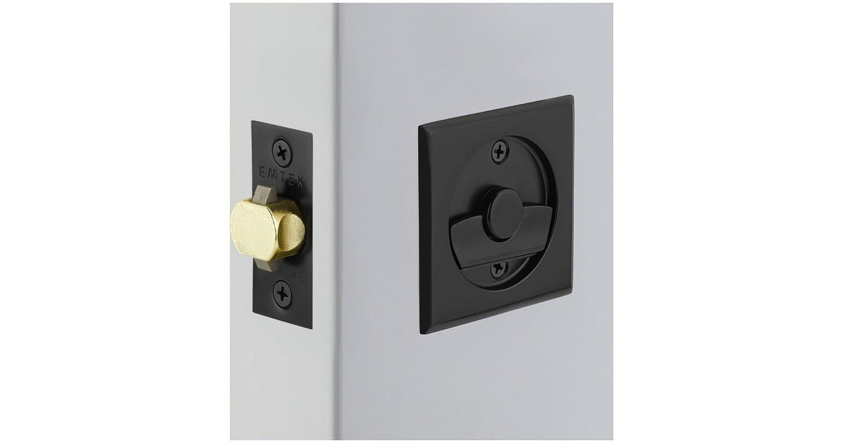 Emtek 2145US19 flat black privacy pocket door lock