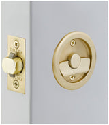 Emtek 2145US4 satin brass privacy pocket door lock