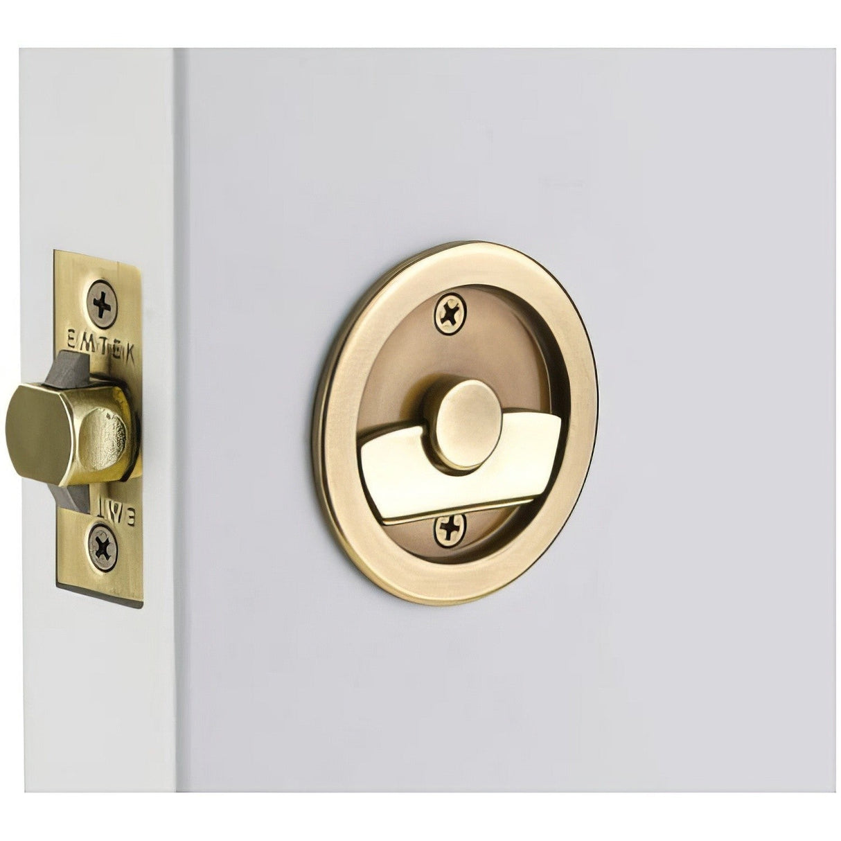 Emtek 2145US7 french antique brass privacy pocket door lock
