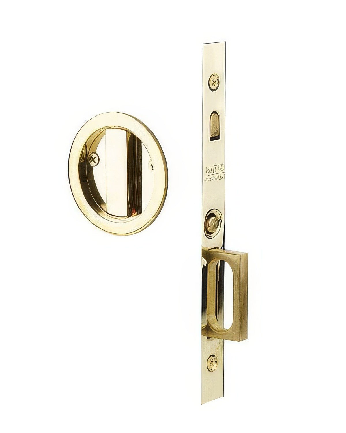 Emtek 2174US4138 satin brass passage pocket door lock