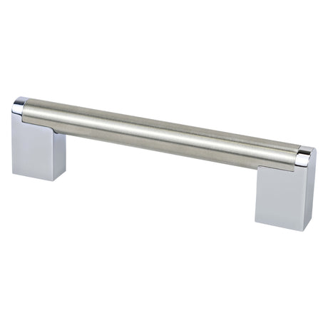 Berenson Studio Remix 128mm Center to Center Cabinet Pull in Brushed Nickel and Polished Chrome