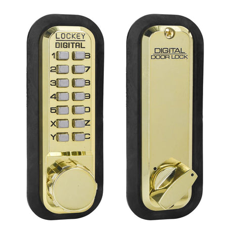 Lockey 2210BB bright brass mechanical pushbutton locksets