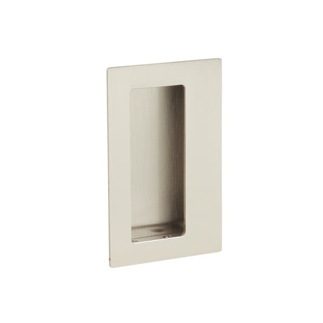 Emtek 2-1/2" x 4" Rectangular Flush Pull with Offset Pocket in Satin Nickel
