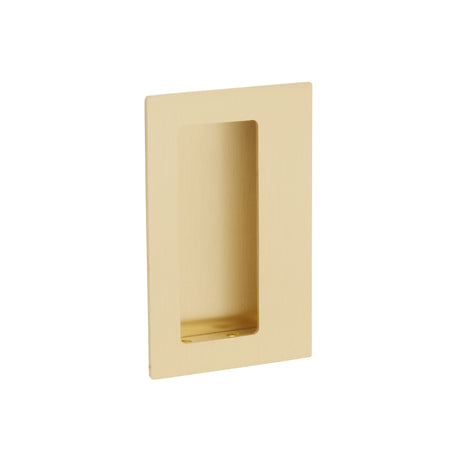 Emtek 2-1/2" x 4" Rectangular Flush Pull with Offset Pocket in Satin Brass