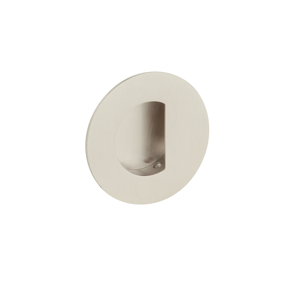 Emtek 3" Round Flush Pull with Half Moon Pocket in Satin Nickel