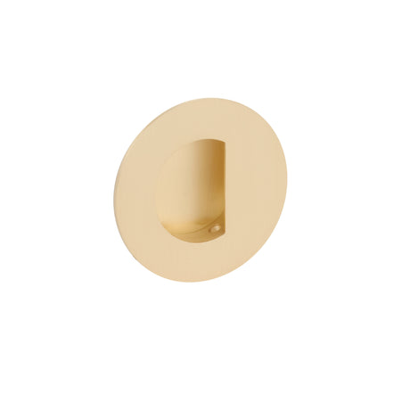Emtek 3" Round Flush Pull with Half Moon Pocket in Satin Brass