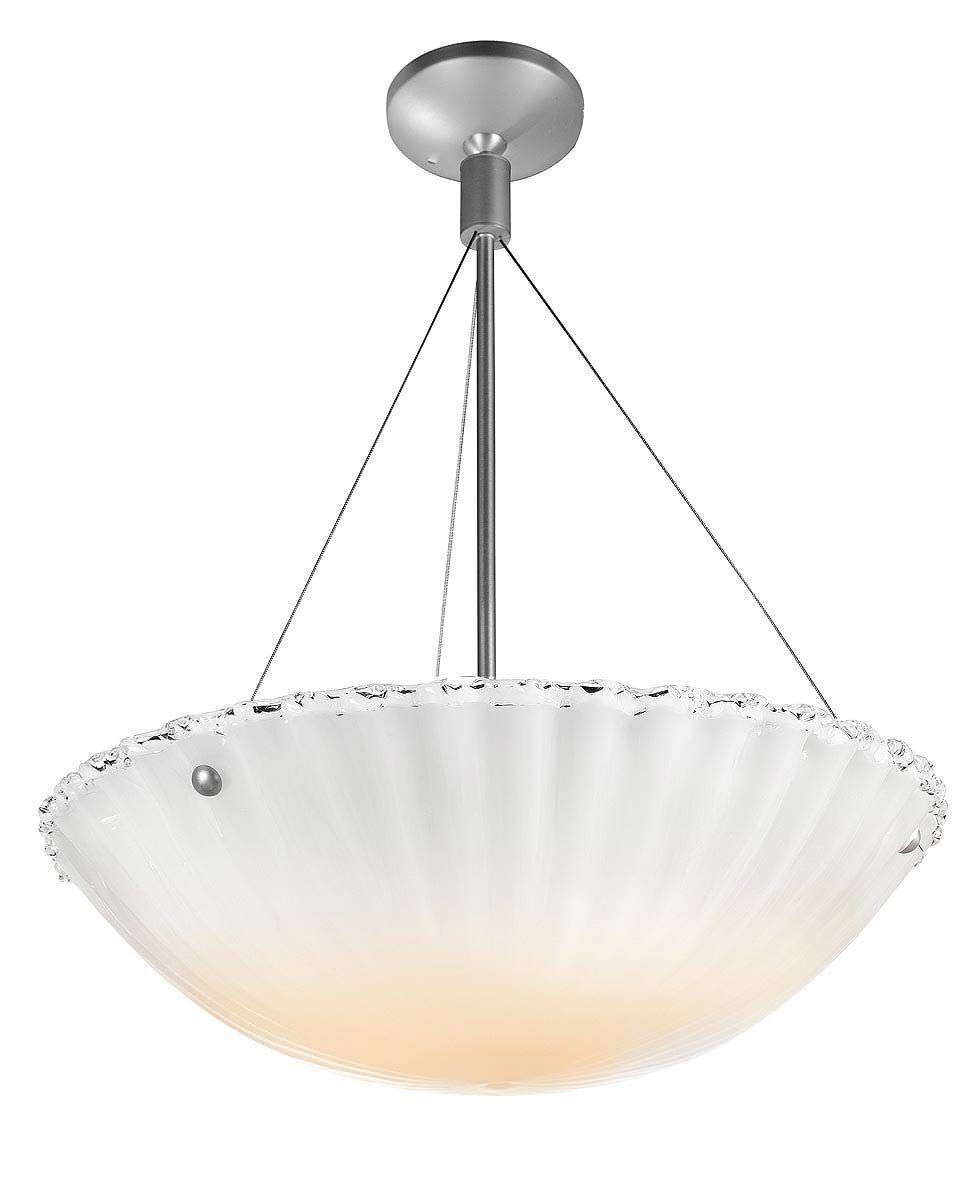 Access Lighting 23077-BS/WHT brushed steel / white semi flush ceiling light