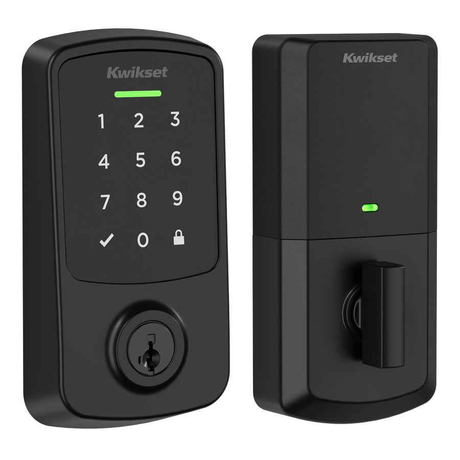 Kwikset 9400BLETHRDTPD Aura Reach Bluetooth and Matter Enabled Smart Touchscreen Deadbolt in Matte Black