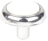 Century Hardware 25206-26WT polished chrome/white ceramic cabinet knob