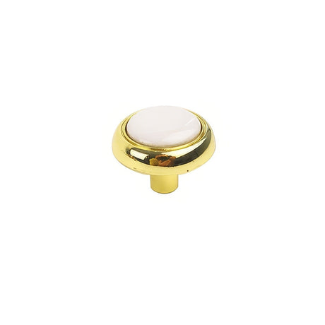 Century Hardware 25206-3WT polished brass / white ceramic cabinet knob