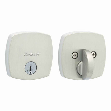 Kwikset 258MDT Midtown Contemporary Low Profile Single Cylinder SmartKey Deadbolt in Satin Nickel