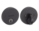 Kwikset 258RDT Uptown Round Contemporary Low Profile Single Cylinder SmartKey Deadbolt in Matte Black