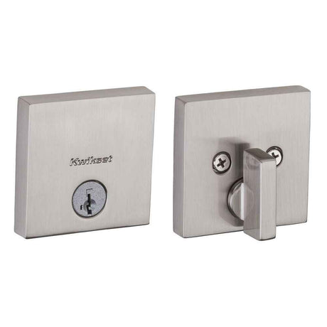 Kwikset 258SQT Downtown Square Contemporary Low Profile Single Cylinder SmartKey Deadbolt in Satin Nickel