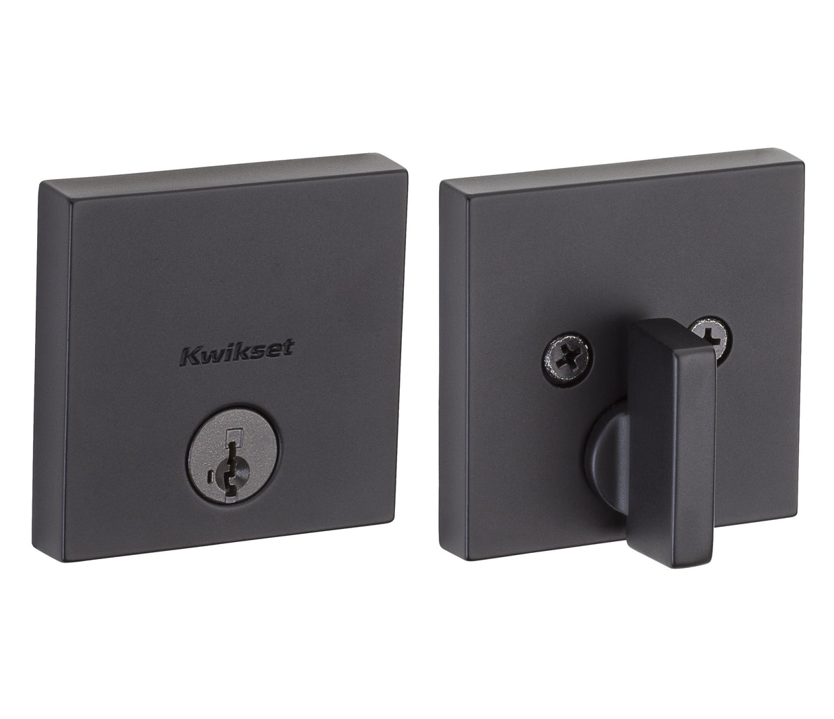 Kwikset 258SQT Downtown Square Contemporary Low Profile Single Cylinder SmartKey Deadbolt in Matte Black