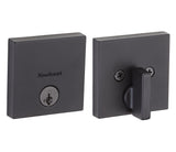Kwikset 258SQT Downtown Square Contemporary Low Profile Single Cylinder SmartKey Deadbolt in Matte Black