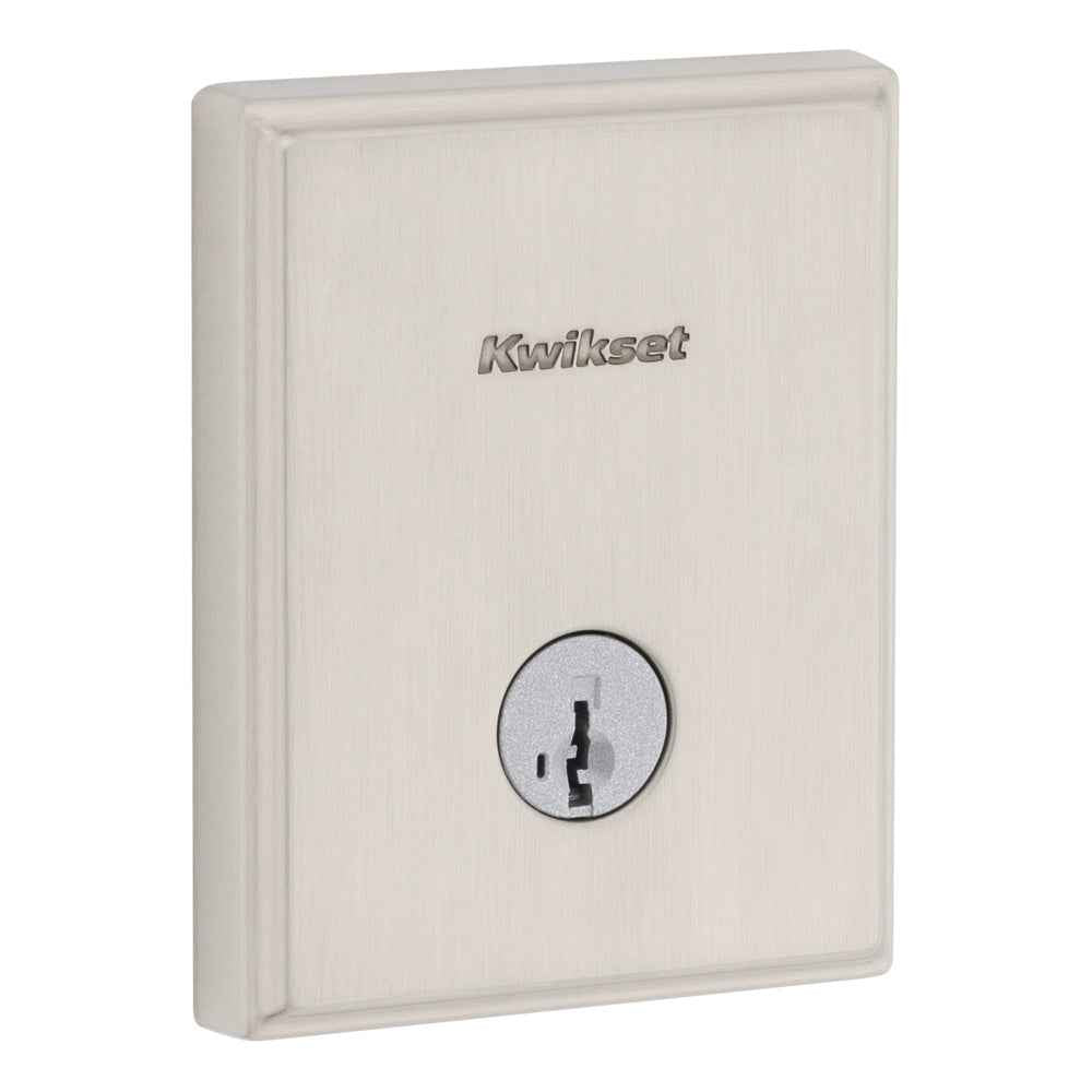 Kwikset 258TRCT Crosstown Low Profile Single Cylinder SmartKey Deadbolt in Satin Nickel
