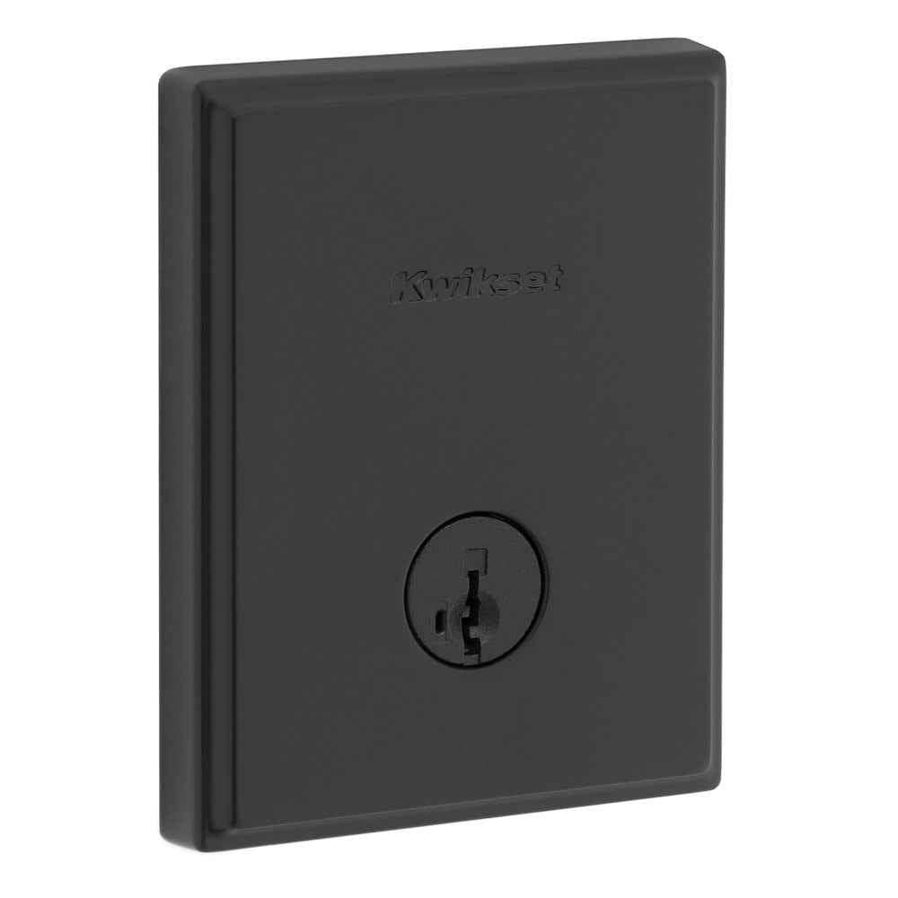 Kwikset 258TRCT Crosstown Low Profile Single Cylinder SmartKey Deadbolt in Matte Black