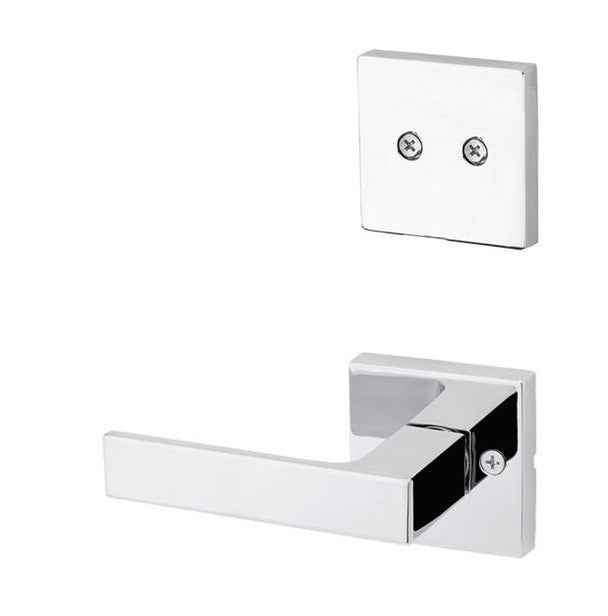 Kwikset Singapore Handleset Trim with Square Rose in Bright Chrome