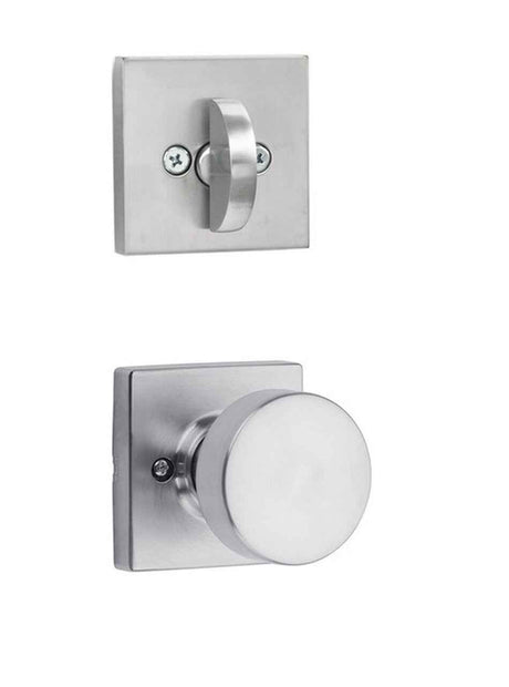 Kwikset Pismo Handleset Trim with Square Rose in Satin Chrome