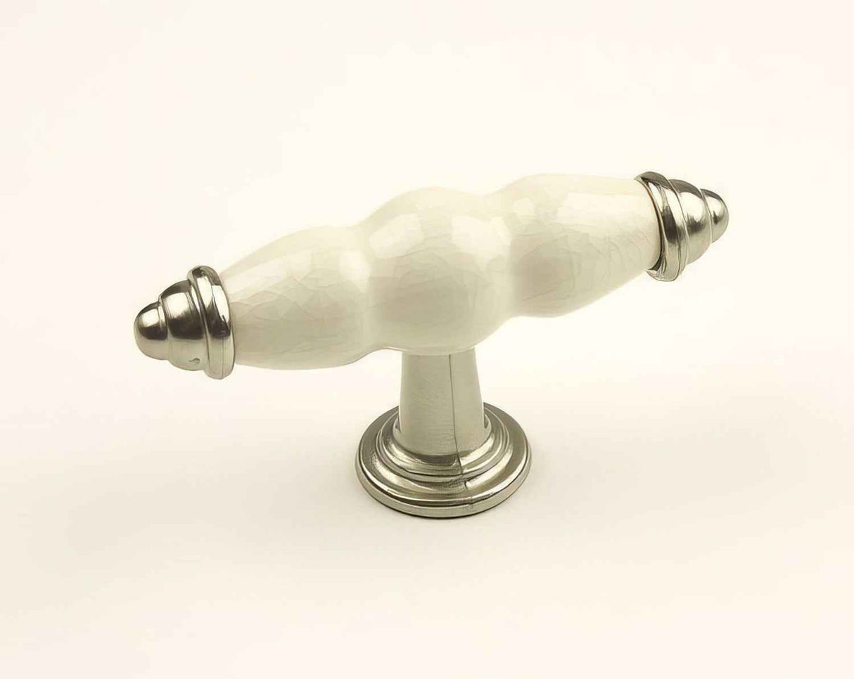 Century Hardware 27429-15CR satin nickel/cream crackle cabinet knob