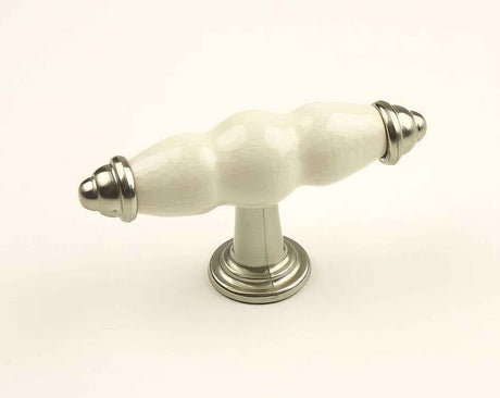 Century Hardware 27429-15CR satin nickel/cream crackle cabinet knob