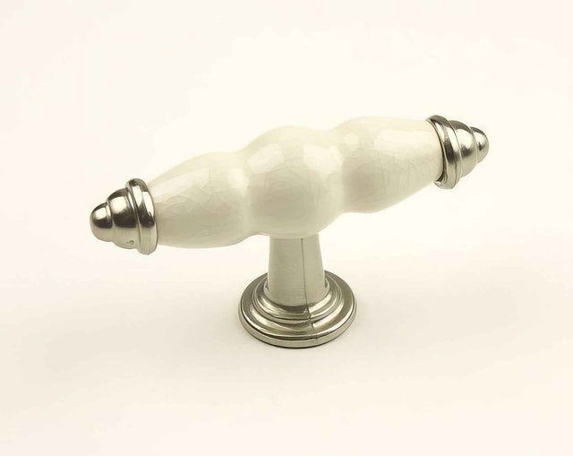 Century Hardware 27429-15CR satin nickel/cream crackle cabinet knob