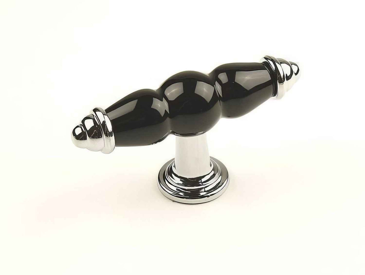 Century Hardware 27429-26BK polished chrome/plain black cabinet knob