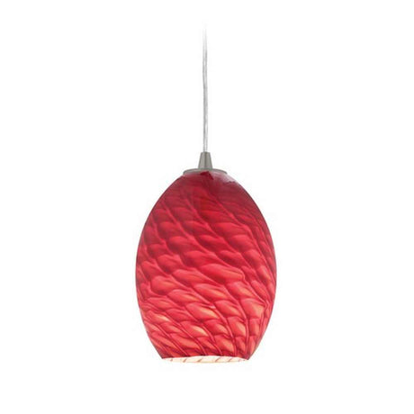 Access Lighting 28023-1C-BS/REDFB brushed steel / red fire bird glass pendant light