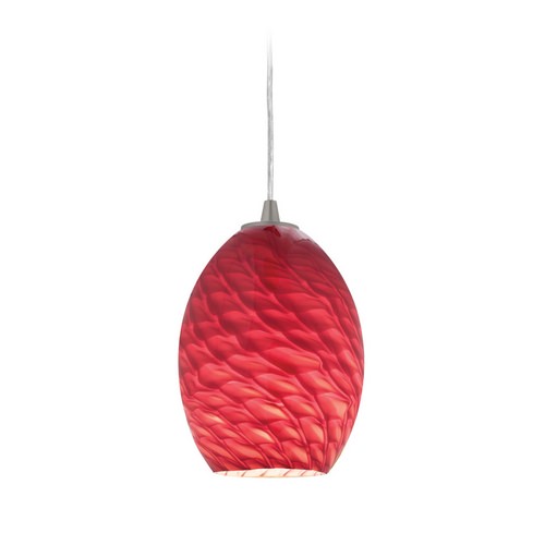 Access Lighting 28023-1C-BS/REDFB brushed steel / red fire bird glass pendant light