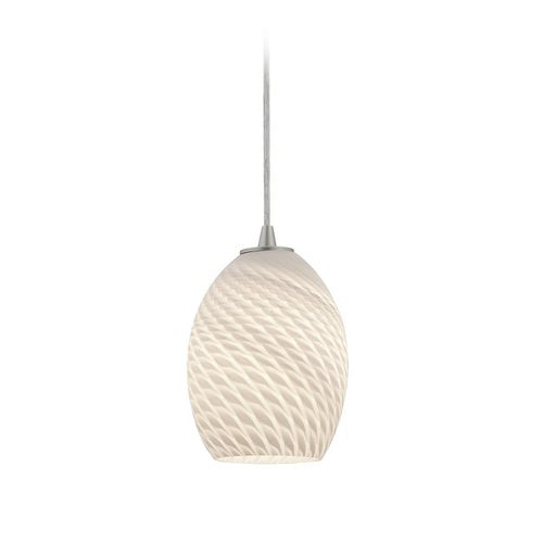 Access Lighting 28023-1C-BS/WHTFB brushed steel / white fire bird glass pendant light