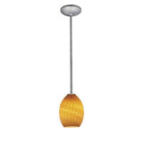 Access Lighting 28023-1R-BS/AMBFB brushed steel / amber fire bird glass pendant light
