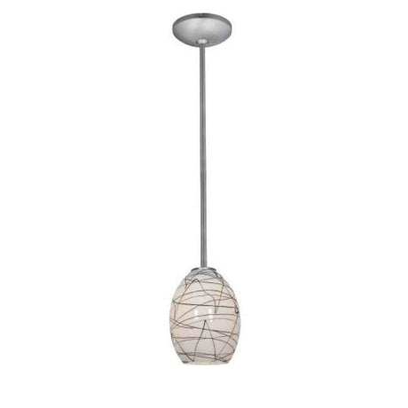 Access Lighting 28023-1R-BS/BLWH brushed steel / black white glass pendant light