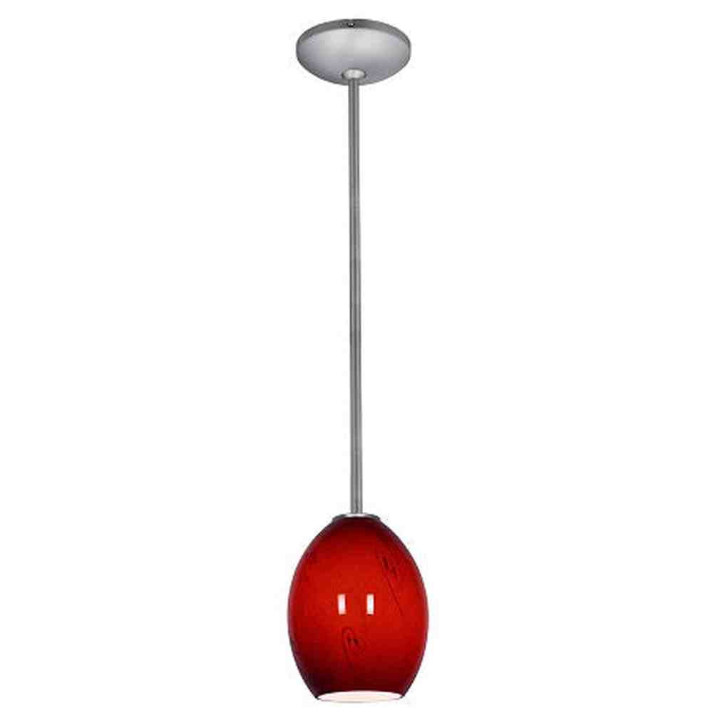 Access Lighting 28023-1R-BS/RUSKY brushed steel / ruby sky glass pendant light