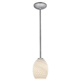 Access Lighting 28023-1R-BS/WHTFB brushed steel / white fire bird glass pendant light