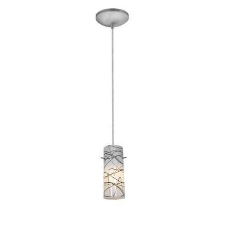 Access Lighting 28030-1C-BS/BLWH brushed steel / black white glass pendant light
