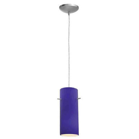 Access Lighting 28030-1R-BS/COB brushed steel / cobalt blue glass pendant light
