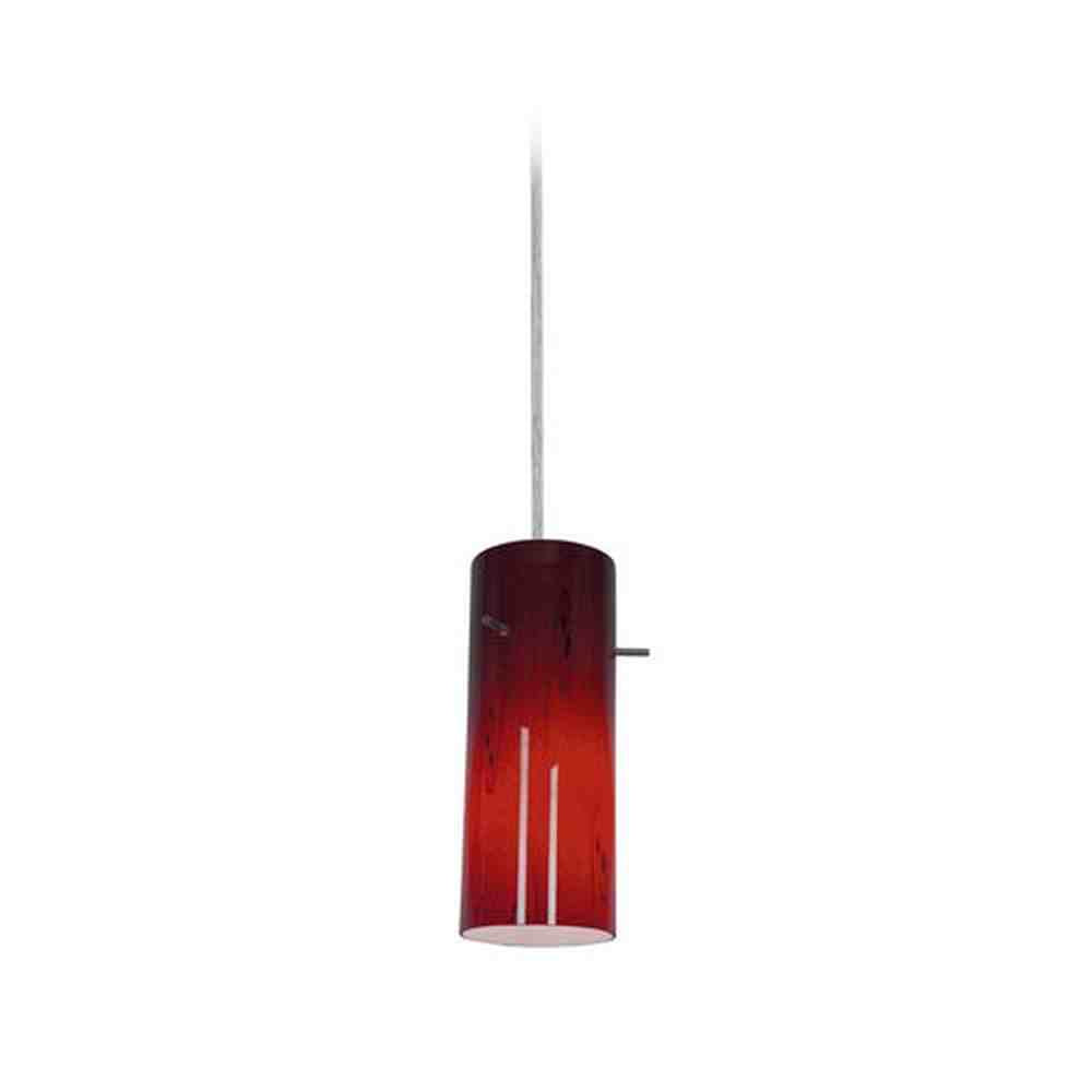Access Lighting 28030-1R-BS/RED brushed steel / red glass pendant light