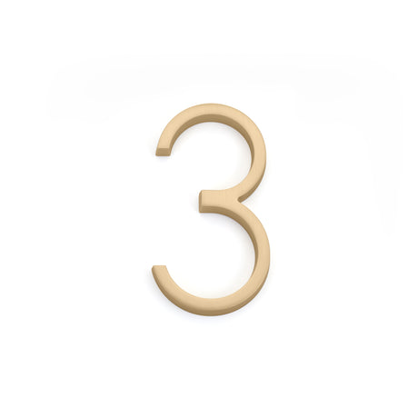 Emtek 7" Modern # 3 House Number in Satin Brass