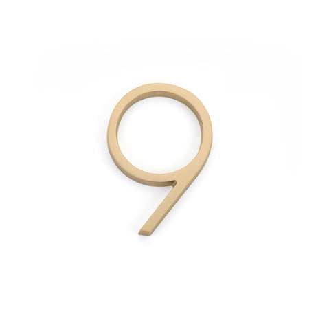 Emtek 7" Modern # 9 House Number in Satin Brass