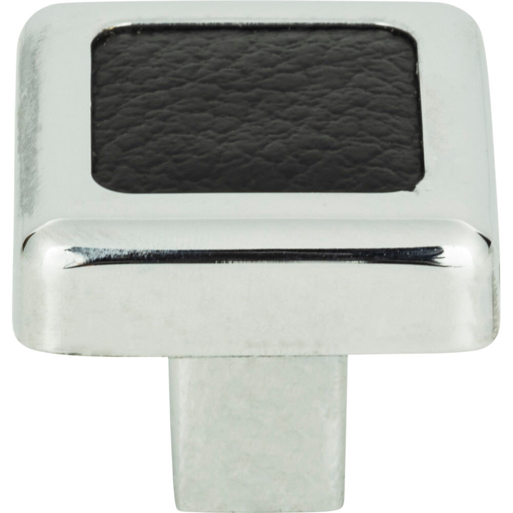 Atlas Homewares 3149-BL chrome / black leather cabinet knob