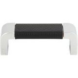 Atlas Homewares 3150-BL ch & black leather cabinet pull