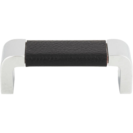 Atlas Homewares 3150-BL ch & black leather cabinet pull